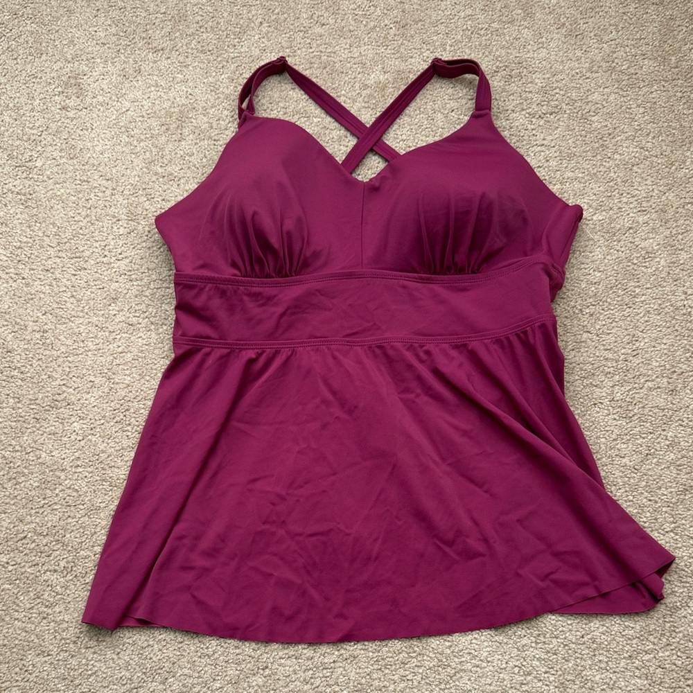 NWOT Torrid Wire Free Crossback Racerback Raspberry Pink Tankini Top Size 2 DD/F - Picture 3 of 8